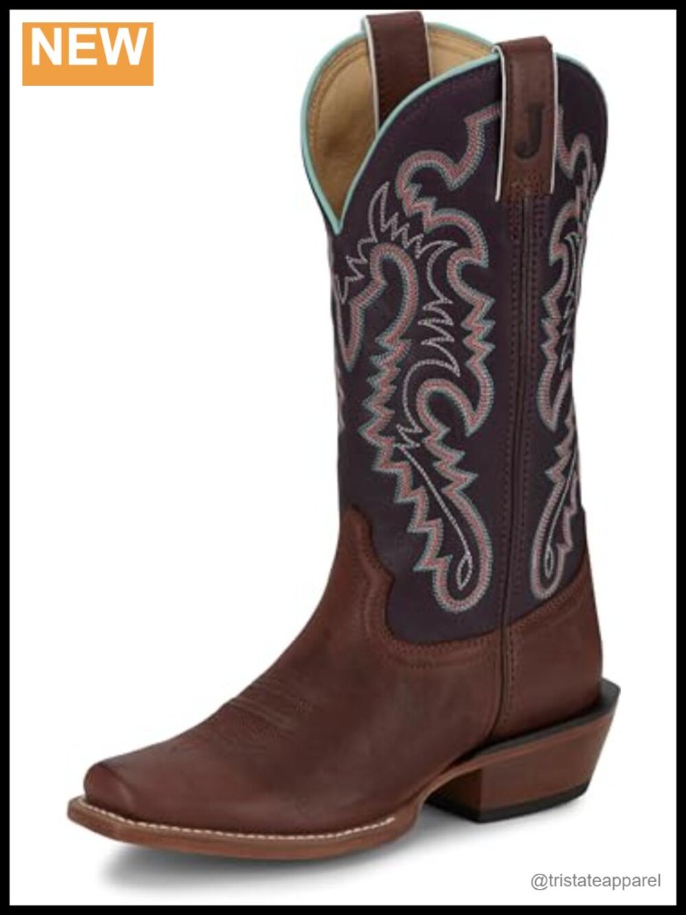 Women's 13 Inch Square Toe Cowgirl Western Boot Pull On Full Grain Leather